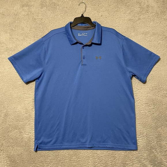 Under Armour Other - Under Armour HeatGear Polo Shirt Blue Loose Fit 2XL Golf Athletic Mens